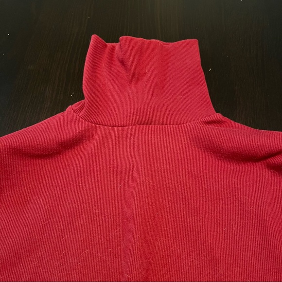 Red Maroon Forever 21 Ribbed Long Sleeve Turtleneck Crop Top, Size 1X - Picture 5 of 7